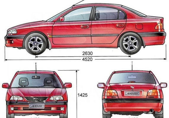 Toyota Avensis (1998) (Тоёта Авенсис (1998)) - чертежи (рисунки) автомобиля
